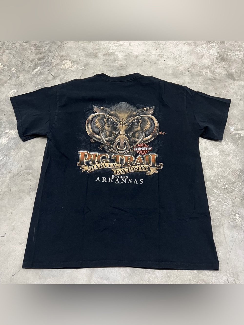 Harley Davidson Pig Trail Rogers Arkansas Black Tee Size Large